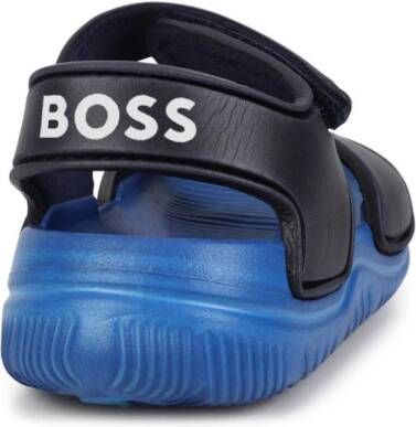 BOSS Kidswear logo-print touch-strap sandals Blue