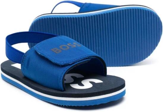 BOSS Kidswear logo-print two-tone sandals Blue