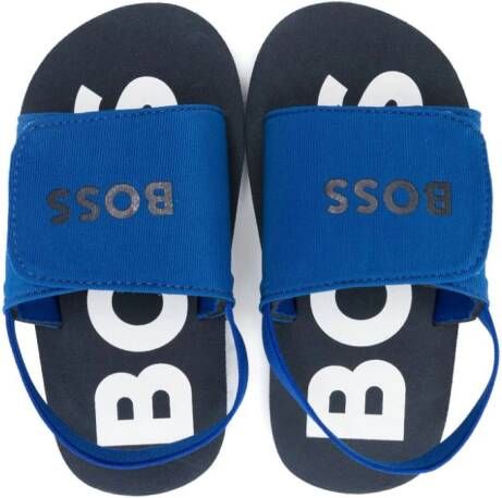 BOSS Kidswear logo-print two-tone sandals Blue