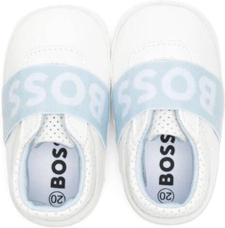 BOSS Kidswear logo-strap slip-on sneakers White