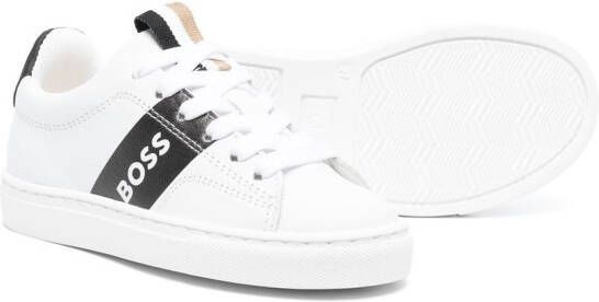 BOSS Kidswear logo-stripe low-top sneakers White