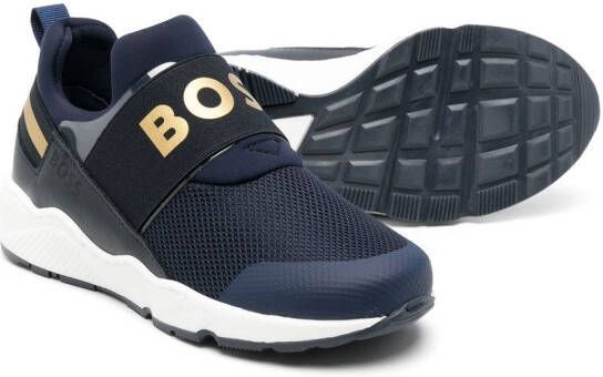BOSS Kidswear logo tape slip-on sneakers Blue