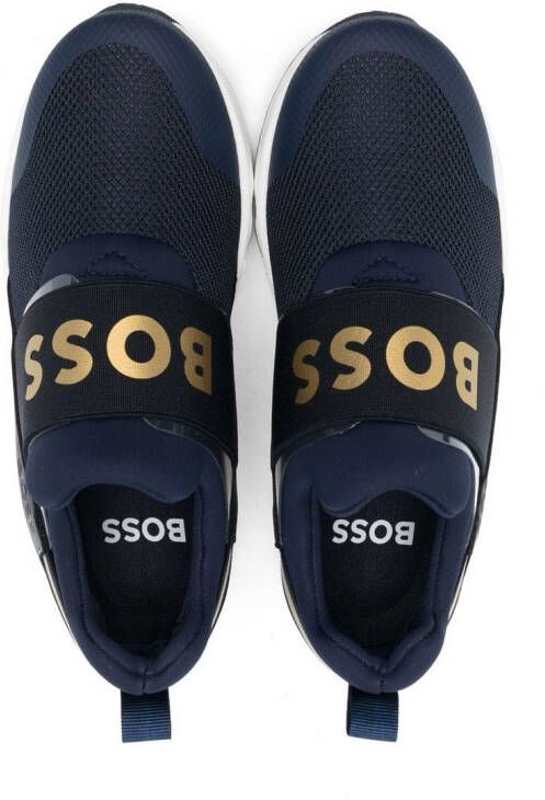 BOSS Kidswear logo tape slip-on sneakers Blue
