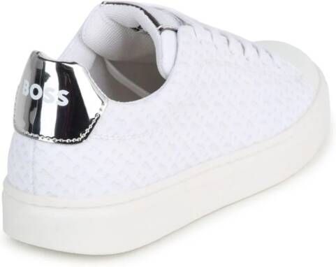 BOSS Kidswear monogram-jacquard panelled sneakers White