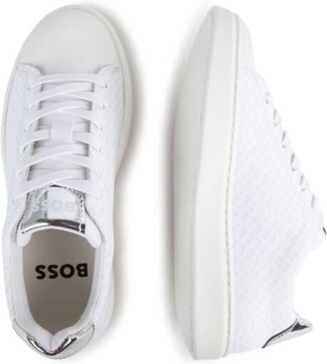 BOSS Kidswear monogram-jacquard panelled sneakers White