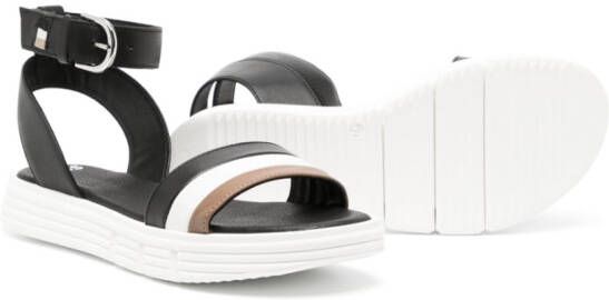 BOSS Kidswear round-toe leather sandals Black