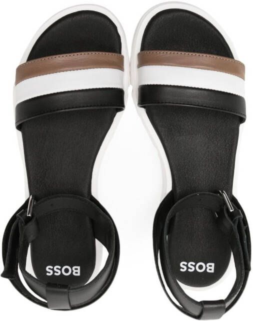 BOSS Kidswear round-toe leather sandals Black