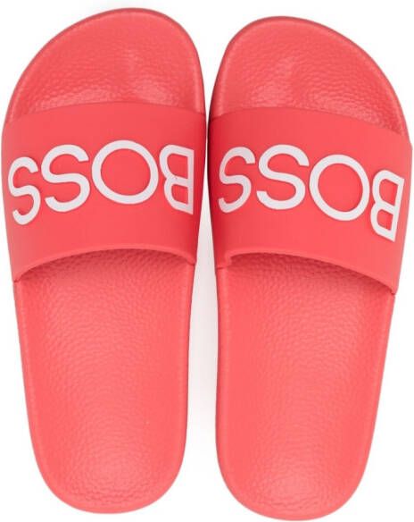 BOSS Kidswear slip-on logo-print slides Pink