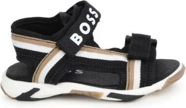 BOSS Kidswear stripe-detail touch-strap sandals Black