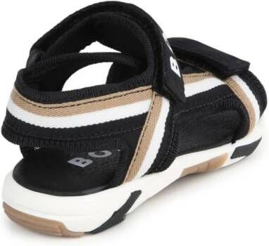 BOSS Kidswear stripe-detail touch-strap sandals Black