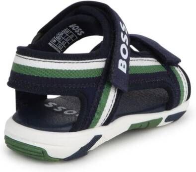 BOSS Kidswear stripe-detail touch-strap sandals Blue