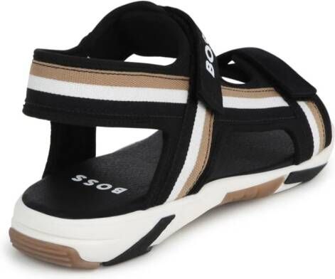 BOSS Kidswear striped touch-strap sandals Black