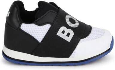 BOSS Kidswear two-tone panelled leather sneakers Black