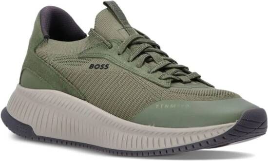 BOSS knitted low-top sneakers Green