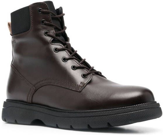 BOSS lace-up calf leather boots Brown