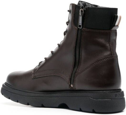 BOSS lace-up calf leather boots Brown