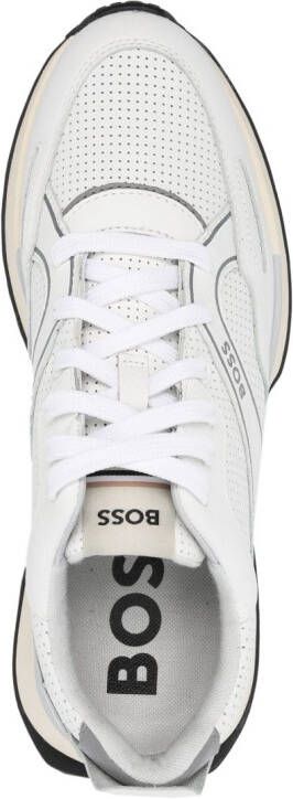 BOSS lace-up leather sneakers White