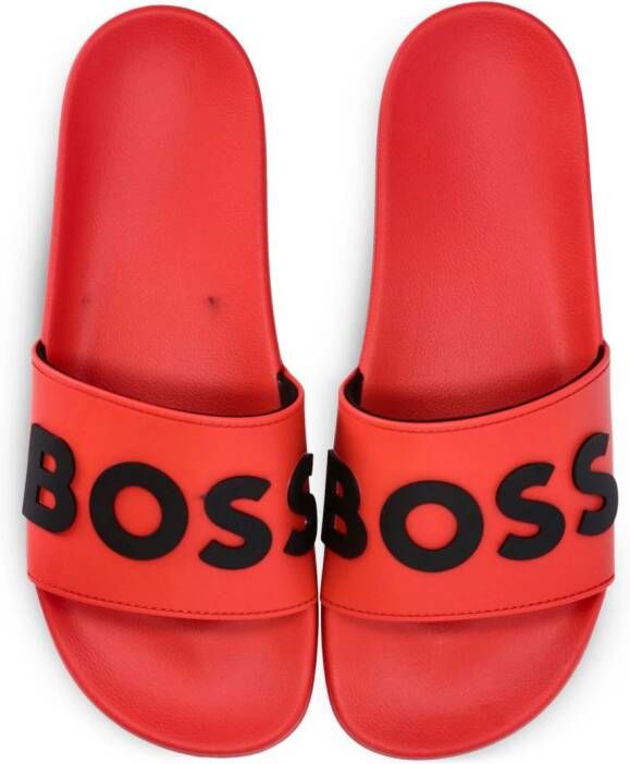 BOSS logo-appliqué sliders Red