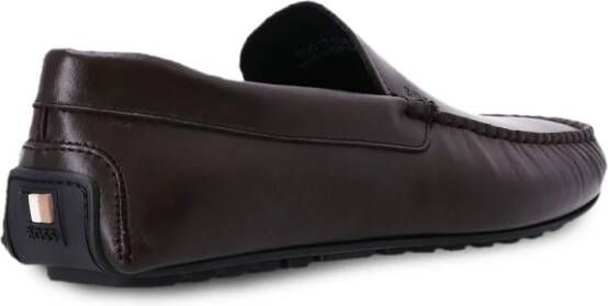 BOSS logo-de ed leather loafers Brown