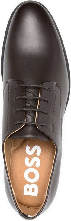 BOSS logo-em ed leather Derby shoes Brown
