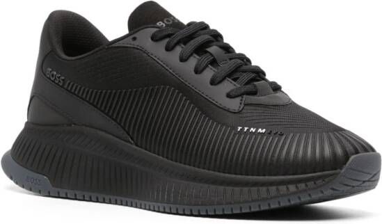 BOSS logo-plaque panelled sneakers Black