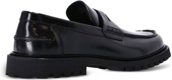 BOSS logo-plaque leather loafers Black