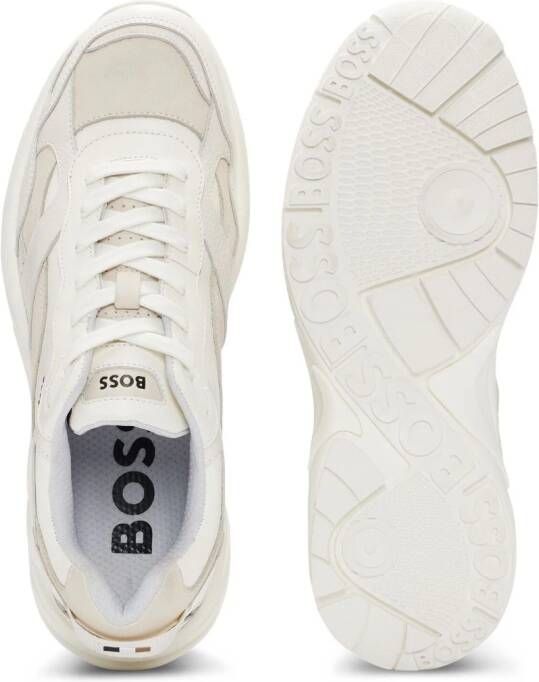 BOSS logo-print leather sneakers White