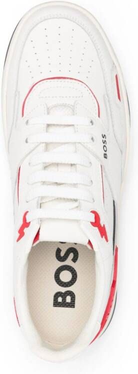 BOSS logo-print panelled leather sneakers White