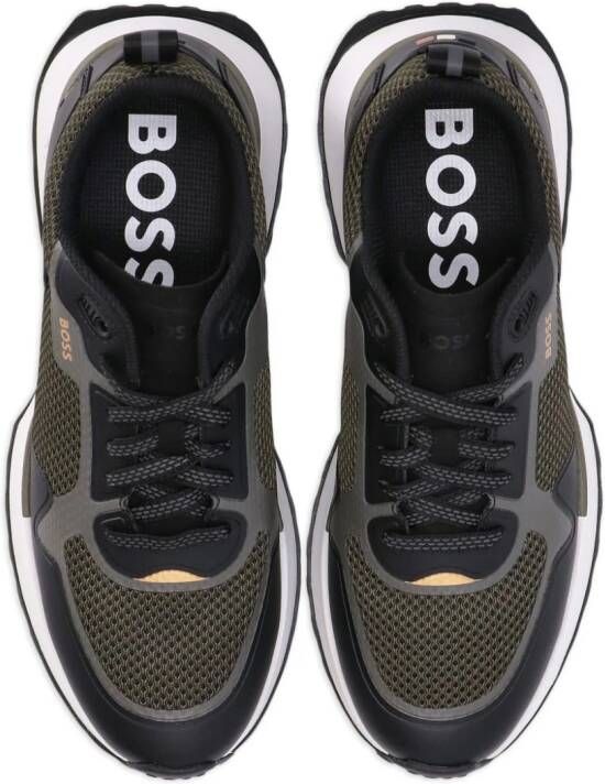 BOSS logo-print panelled sneakers Green