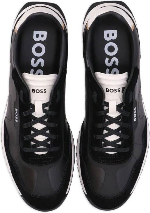 BOSS low-top panelled leather sneakers Black