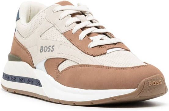 BOSS low-top panelled sneakers Brown