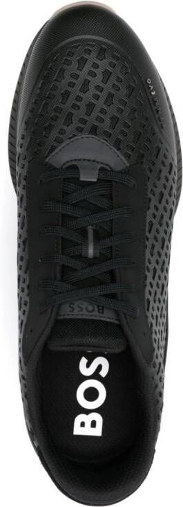BOSS monogram-mesh panelled sneakers Black