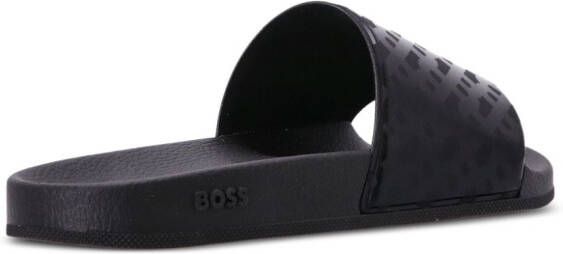BOSS monogram-print moulded-footbed slides Black