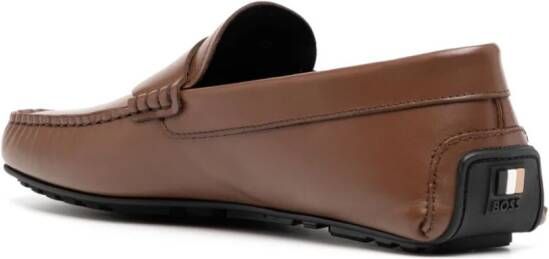 BOSS Noel logo-de ed leather loafers Brown