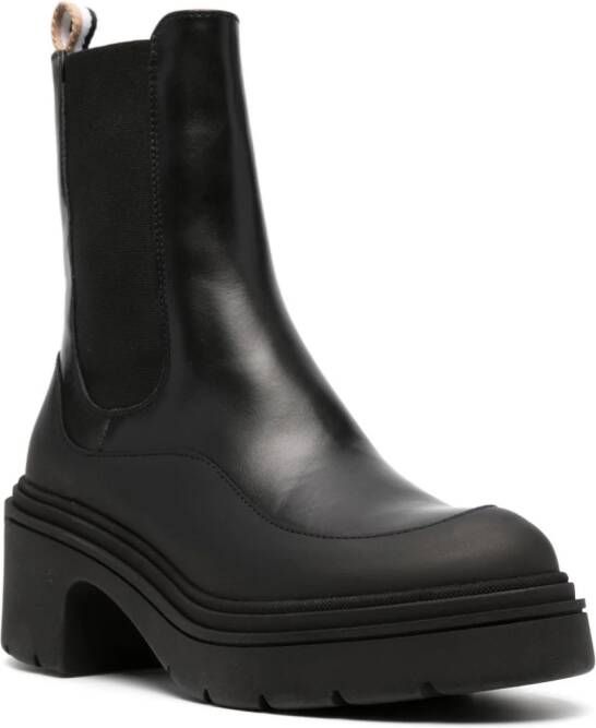 BOSS panelled 85mm leather Chelsea boots Black