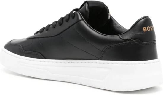BOSS panelled leather sneakers Black