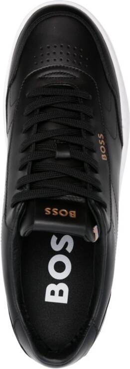 BOSS panelled leather sneakers Black