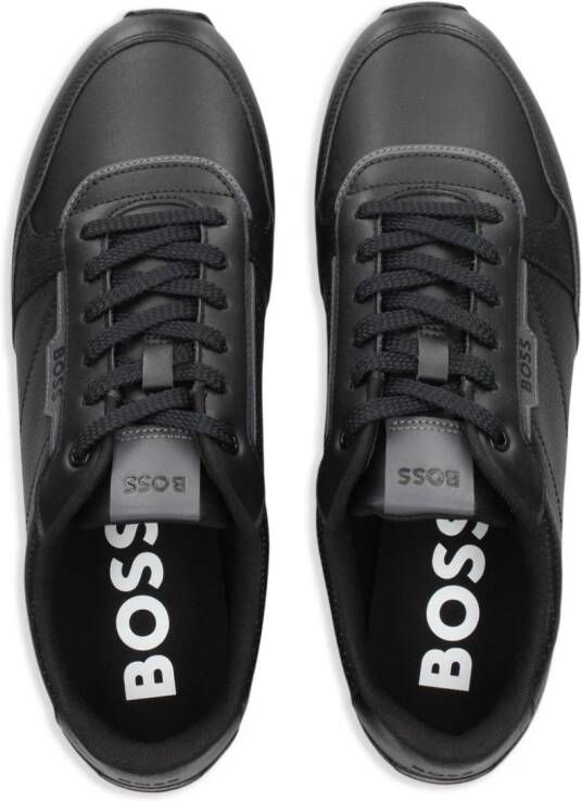 BOSS panelled perforated sneakers Black