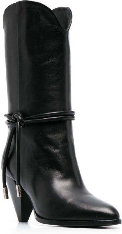 BOSS pointed-toe leather boots Black