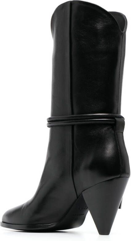 BOSS pointed-toe leather boots Black