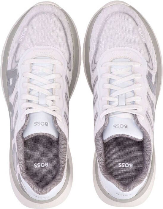 BOSS reflective-detail mesh low-top sneakers White