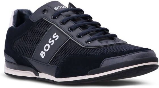 BOSS reflective logo mesh sneakers Blue