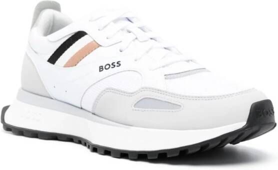 BOSS striped lace-up sneakers White