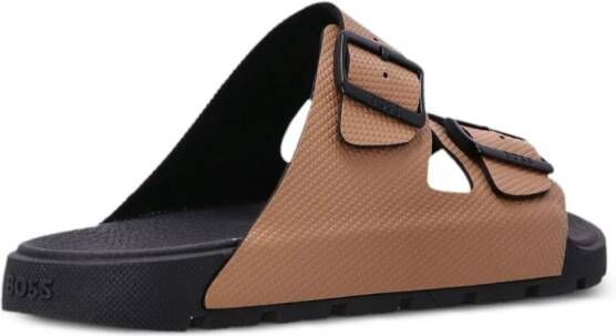 BOSS Surfley Sand double-buckle slides Brown