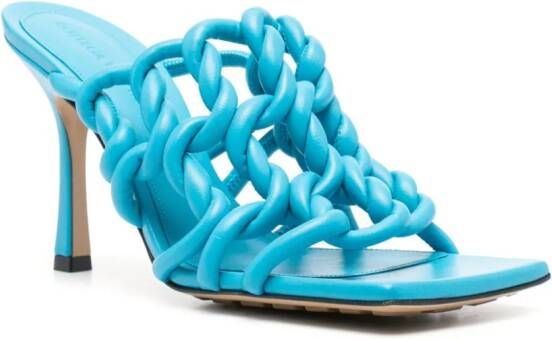 Bottega Veneta 100mm twisted interwoven leather sandals Blue