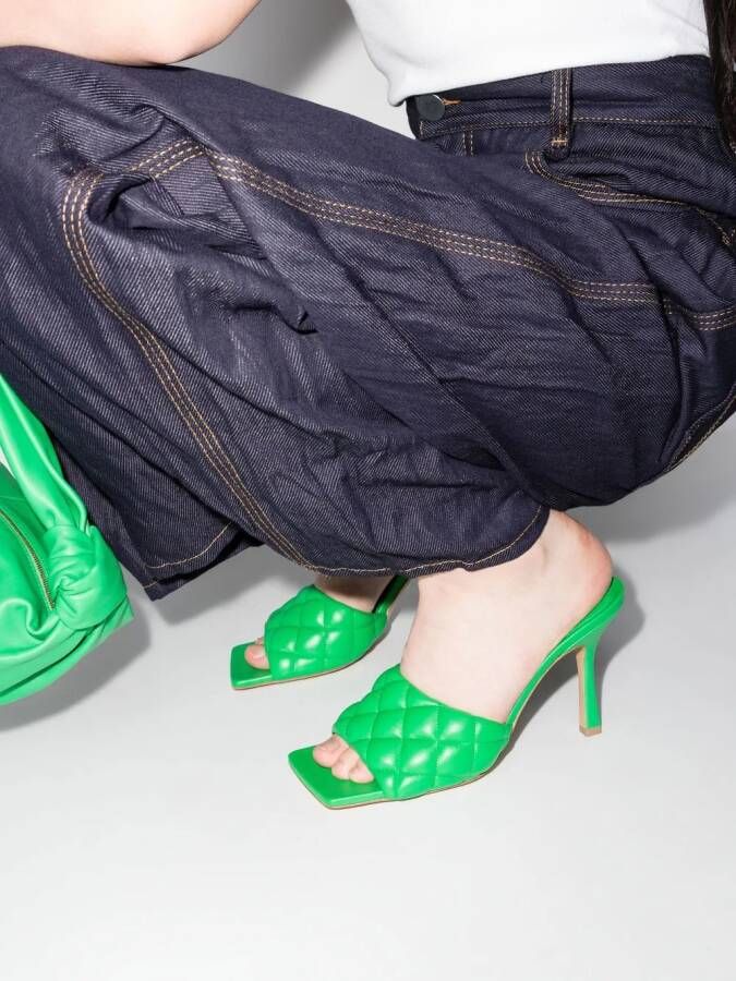 Bottega Veneta 90mm leather quilted sandals Green