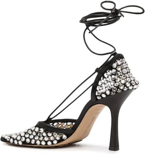 Bottega Veneta crystal-embellished tie-ankle sandals Black