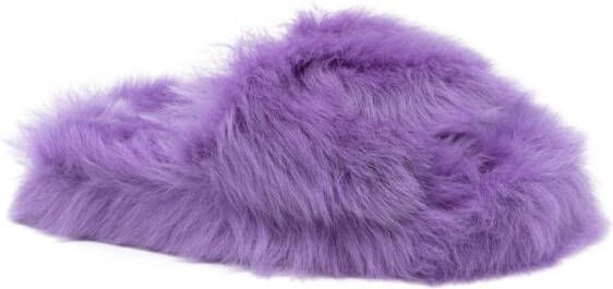 Bottega Veneta faux-fur slippers Purple