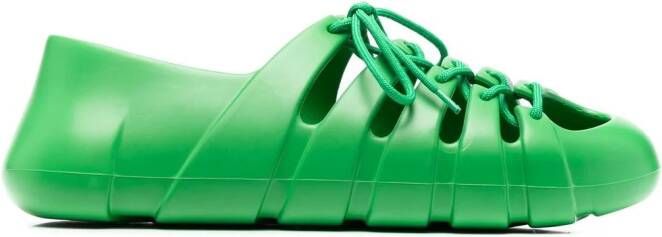 Bottega Veneta lace-up flat sneakers Green