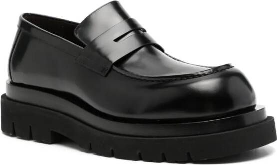 Bottega Veneta Lug polished leather loafers Black